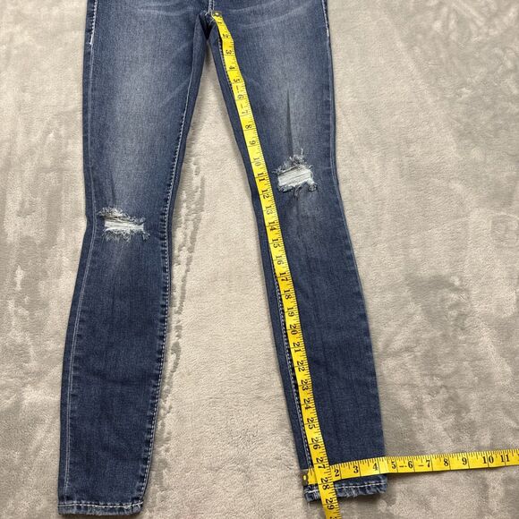 True Religion Halle Jeans Women 26 Mid Rise Super Skinny Medium Wash Distressed - Picture 3 of 9